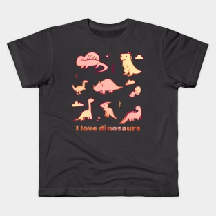 Cute dinosaur doodles I love Dinosaurs Kids T-Shirt